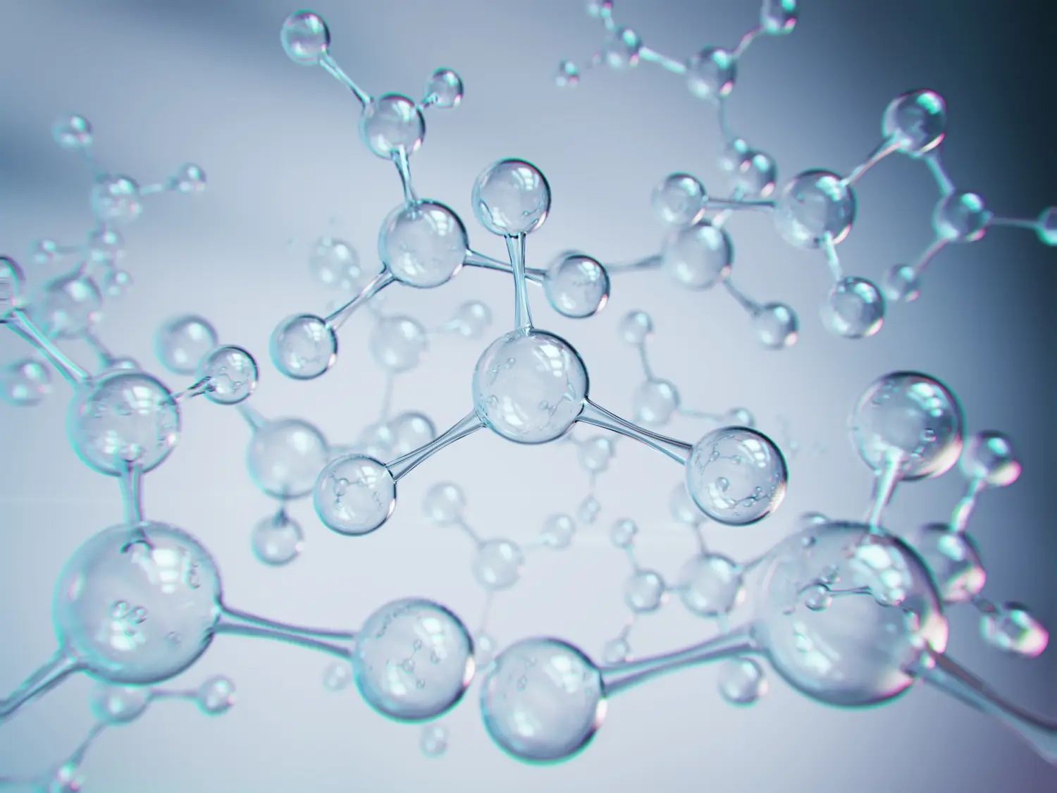 Molekül oder Atom, abstrakte Struktur für wissenschaftlichen oder medizinischen Hintergrund.